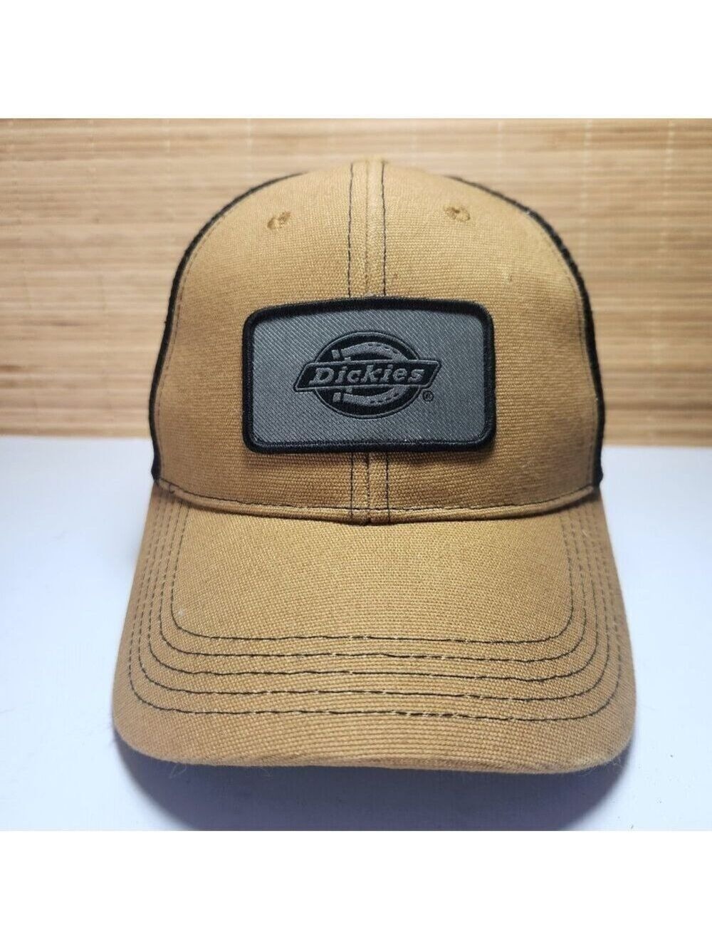 Dickies Trucker Hat Mens Brown Black Canvas Mesh Back Snapback Logo Patch Cap